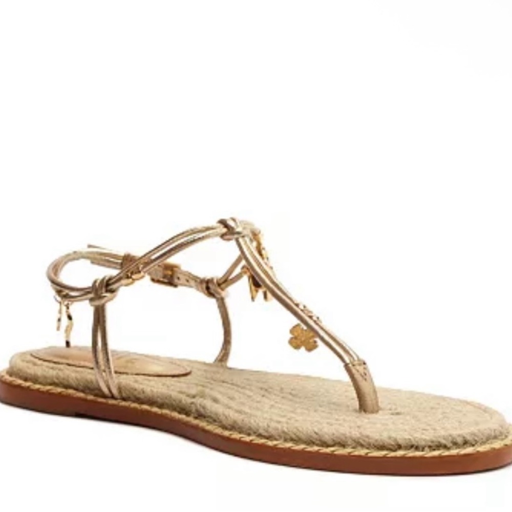Chic Gold Women's Sandals with Charm Accents